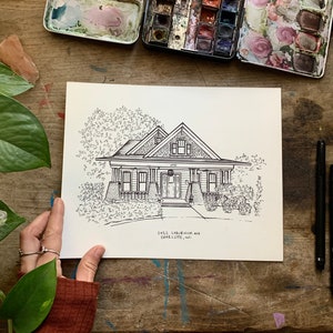 Custom House Drawing from photo, House portrait, Realtor Gift for clients, Sketch from photo, Housewarming gift, House Portrait from photo, image 1