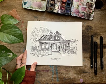 Custom House Drawing from photo, House portrait, Realtor Gift for clients, Sketch from photo, Housewarming gift, House Portrait from photo,