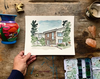 Watercolor House, painted House Portrait, Watercolor House From Photo, Portrait house, Custom Watercolor, house illustration, home painting