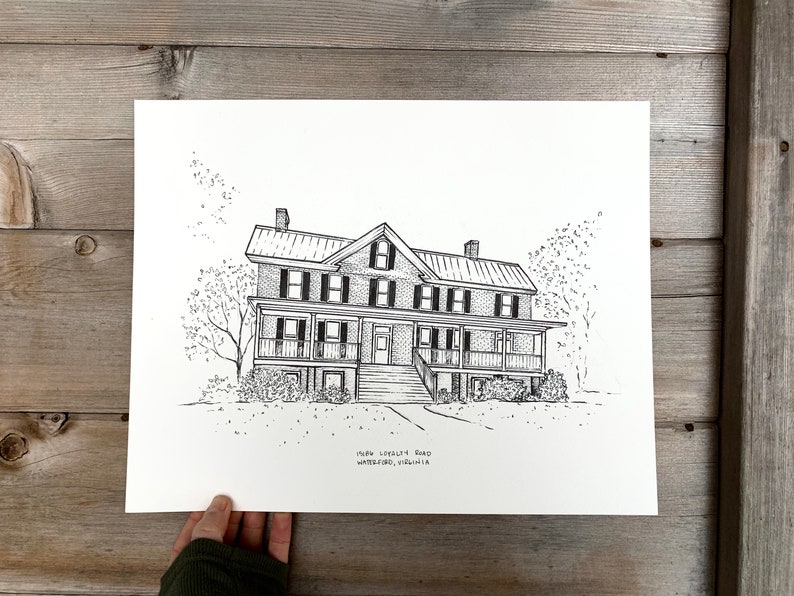 Custom House Drawing from photo, House portrait, Realtor Gift for clients, Sketch from photo, Housewarming gift, House Portrait from photo, image 10