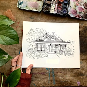 Custom House Drawing from photo, House portrait, Realtor Gift for clients, Sketch from photo, Housewarming gift, House Portrait from photo,