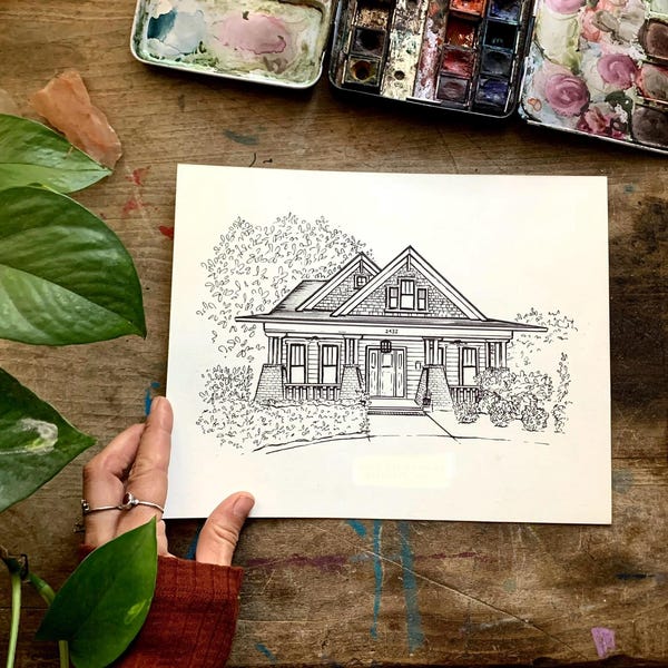 Custom House Drawing from photo, House portrait, Realtor Gift for clients, Sketch from photo, Housewarming gift, House Portrait from photo,