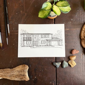 Custom House Drawing from photo, House portrait, Realtor Gift for clients, Sketch from photo, Housewarming gift, House Portrait from photo, image 5