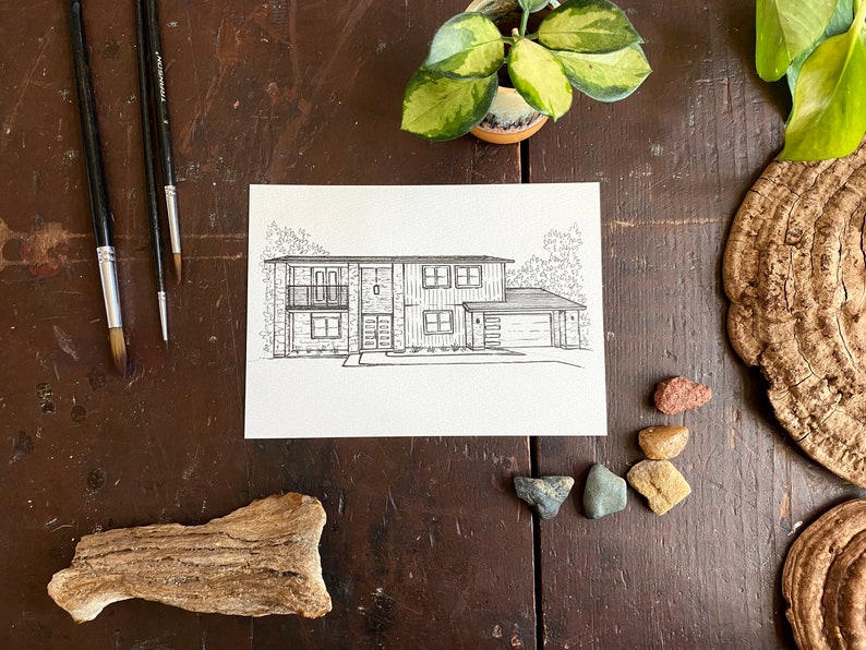 Custom House Drawing from photo, House portrait, Realtor Gift for clients, Sketch from photo, Housewarming gift, House Portrait from photo, image 5