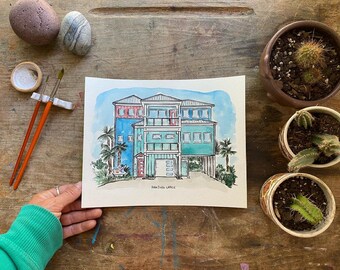 Watercolor House Painting, custom House Portrait, Gift for grandparents, gift for parents, christmas gift for grandma, holiday gift for mom