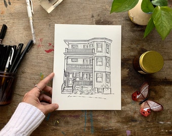 House Drawing from photo, House sketch, Realtor Closing Gift, Sketch from photo, realtor gift for buyer House Portrait, Ink Drawing of House