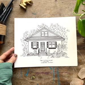 Custom House Drawing, Drawing From Photo, Drawing of Home, First House Gift, House Sketch, Illustration of House, realtor Gift for buyers