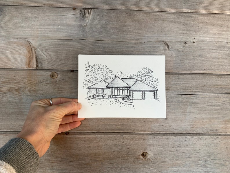 Custom House Drawing, Drawing From Photo, Drawing of Home, First House Gift, House Sketch, Illustration of House, realtor Gift for buyers image 8