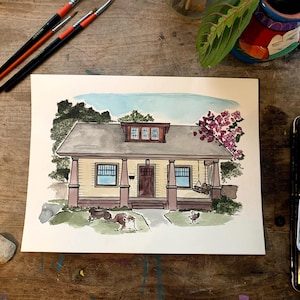 House Painting, Home Portrait, Watercolor From Photo, Portrait of house from Photo, Custom drawing, realtor gift, gift for sister, dad gift