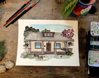 House Painting, Home Portrait, Watercolor From Photo, Portrait of house from Photo, Custom drawing, realtor gift, gift for sister, dad gift