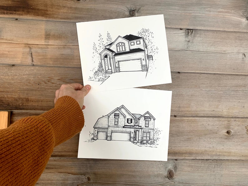 Custom House Drawing from photo, House portrait, Realtor Gift for clients, Sketch from photo, Housewarming gift, House Portrait from photo, image 9