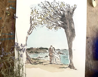 Wedding Venue Watercolor, Wedding Venue Painting, wedding venue illustration, venue sketch, anniversary gift for wife, wedding shower gift