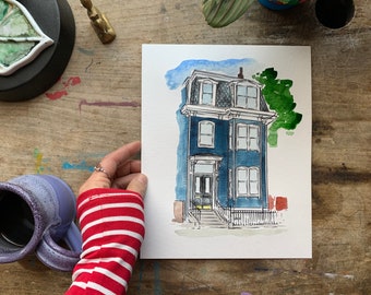 House Painting, Home Portrait, Watercolor From Photo, Portrait of house from Photo, Custom drawing, realtor gift, gift for sister, dad gift