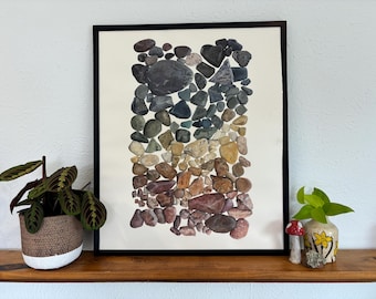Watercolor Rock Art Print: Earth Tone Nature Painting