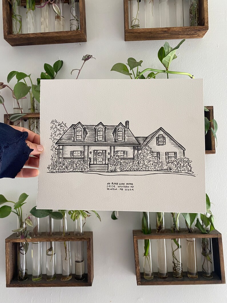 Custom House Drawing from photo, House portrait, Realtor Gift for clients, Sketch from photo, Housewarming gift, House Portrait from photo, image 6