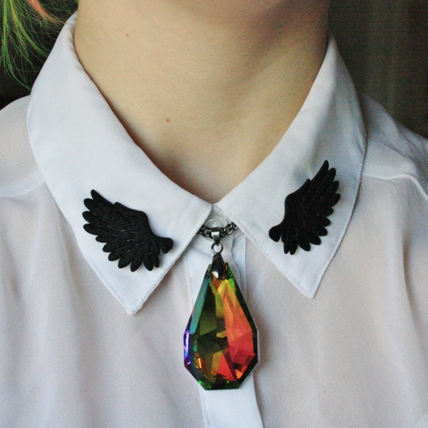Choose color(s)! collar pin angel wing bird kawaii pin baby pastel pink white bow tie collar clips pins pastel goth
