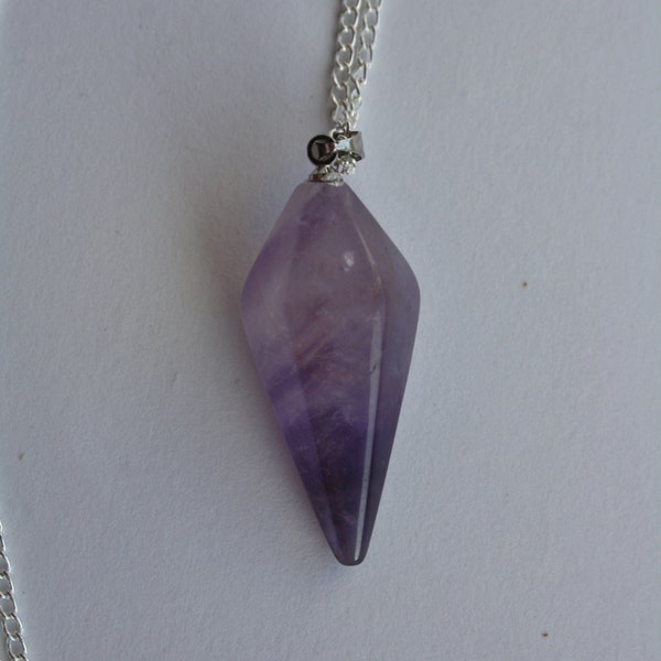 Gemstone chakra hexagonal point necklace opalite or amethyst stone