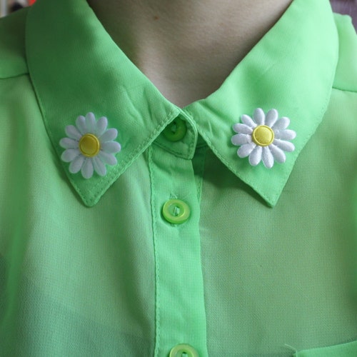 Daisy Collar Pin Set Cute White Flower Collar Clips Pins or Etsy
