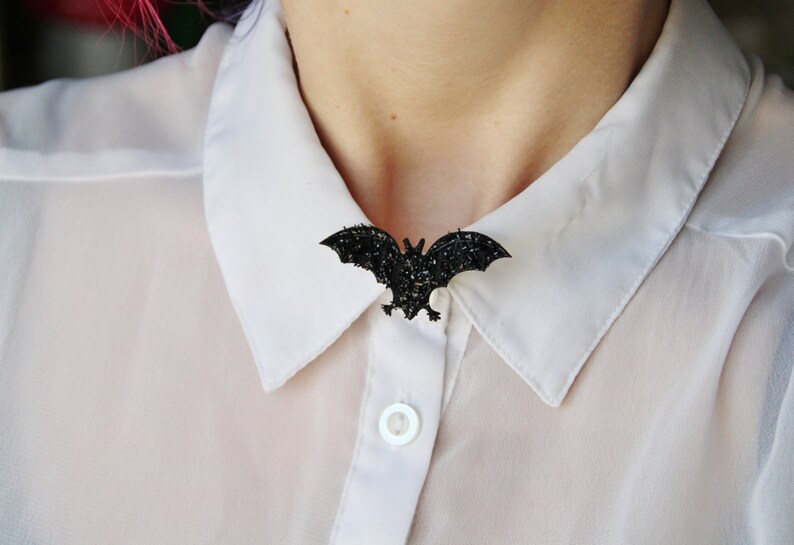 Shimmer Bat Pins Kawaii Pin Goth Pastel Cute Black Bow Tie Etsy
