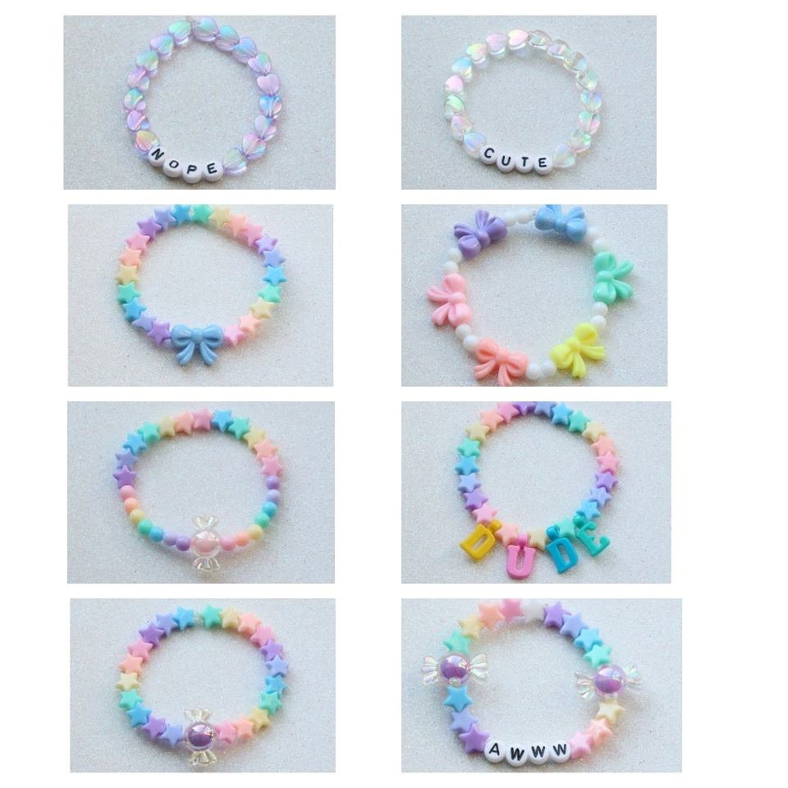 TWO CUSTOM bracelets cute kawaii beaded pastel beautiful shiny Etsy