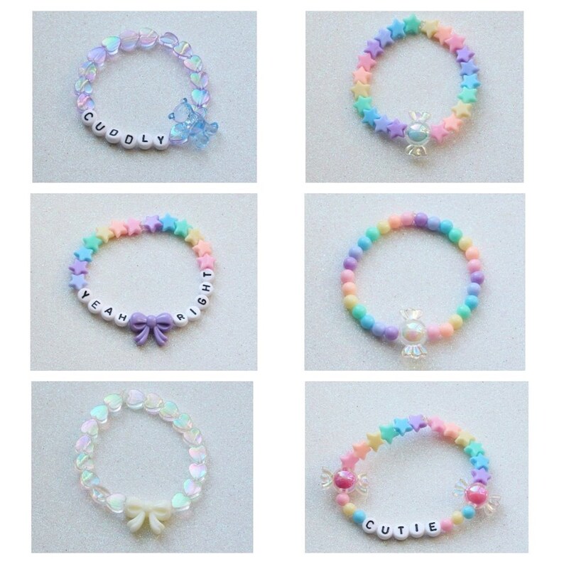 TWO CUSTOM bracelets cute kawaii beaded pastel beautiful shiny Etsy