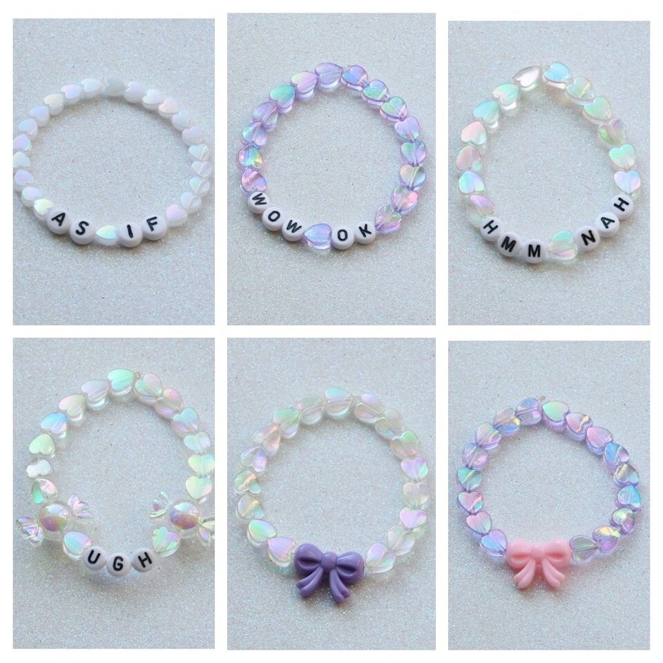 TWO CUSTOM bracelets cute kawaii beaded pastel beautiful shiny Etsy