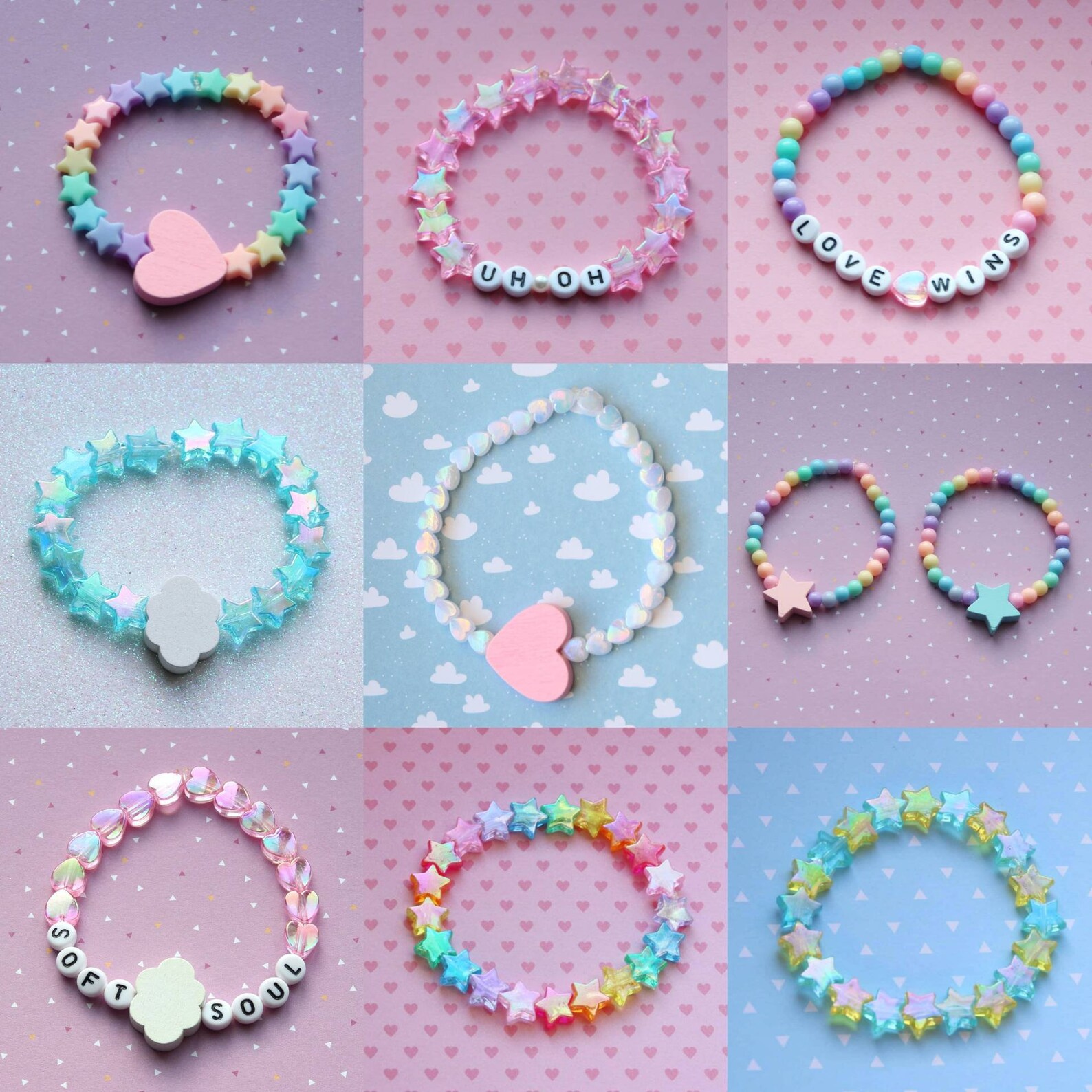 CUSTOM bracelets choose 1 to 4 pcs cute kawaii beaded Etsy