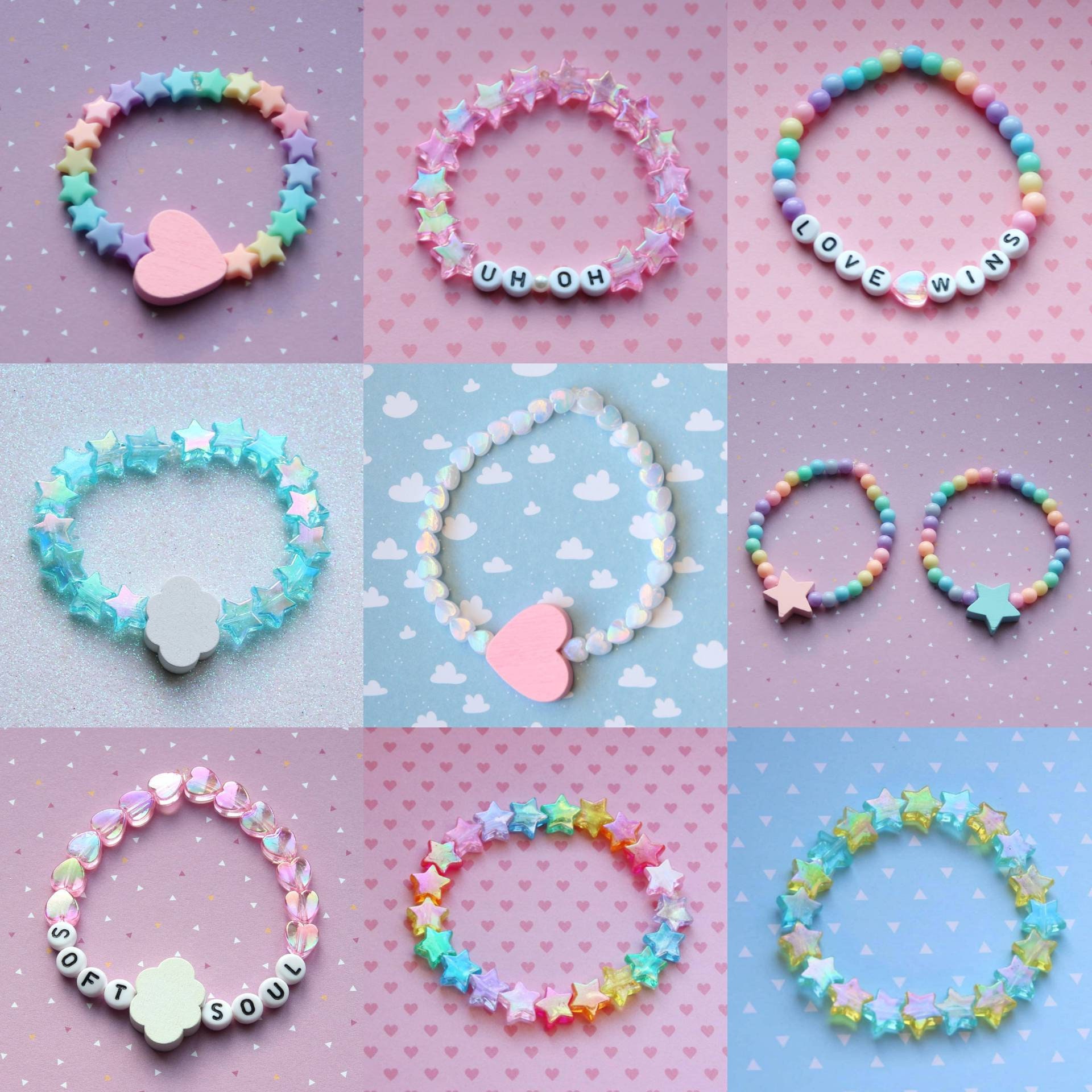 CUSTOM bracelets choose 1 to 4 pcs cute kawaii beaded Etsy