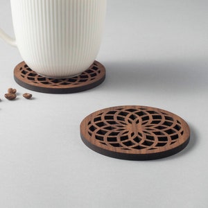 Flower of Life Wood Coasters: Sacred Geometry, Feng Shui Gift