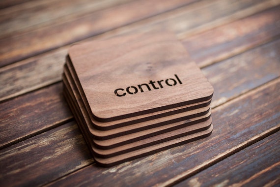 Walnut Keyboard Coasters: Geek Gift Set - Apple Fanboy, Mac Lover Decor
