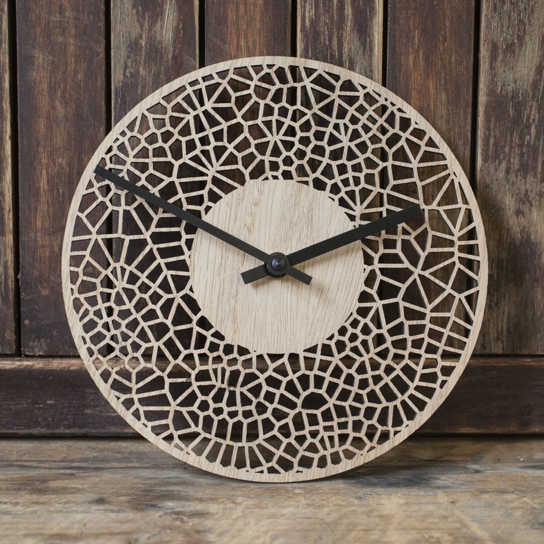 Generative Design Wood Wall Clock: Contemporary Cellular Art (12 Inch ...