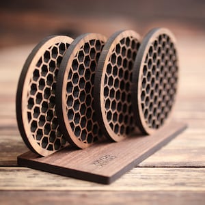 Custom Engraved Coaster Holder: Holds 4 or 6 Coasters (no coasters included!)