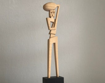 Wooden sculpture - carrier II - hand-carved, original, beautiful figure, unique, art and collector's item. Handmade. A special gift