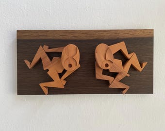 Esculturas de madeira - Weird Lovers II - Figuras originais esculpidas à mão, cômicas.