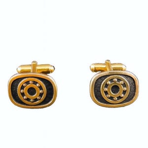 Vintage Mid-Century Modernist Gold-Tone Cufflinks – Scandinavian Design Style – 22.8 x 20.8 mm