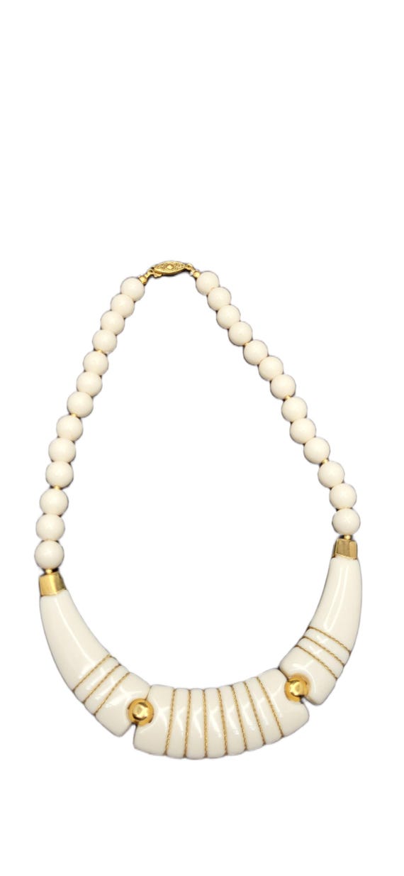 Vintage Postmodern Plastic Statement Necklace, Cr… - image 5