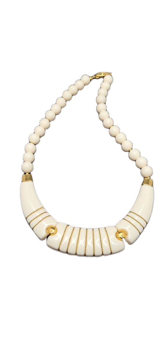 Vintage Postmodern Plastic Statement Necklace, Cr… - image 6