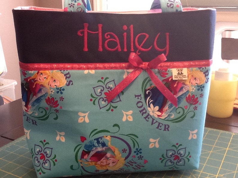 Personalized tote bagdiaper bag made with Frozen fabric