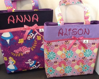 Personalized Alice in Wonderland tote bag/diaper bag / school bag/ gift