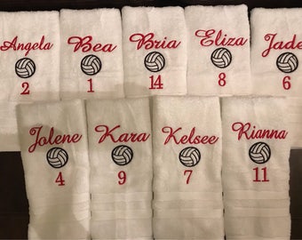 Volleyball ball towels/sports towels/Team towels/ personalizedtowel/ tennis towel set baseball towel/ coach gift