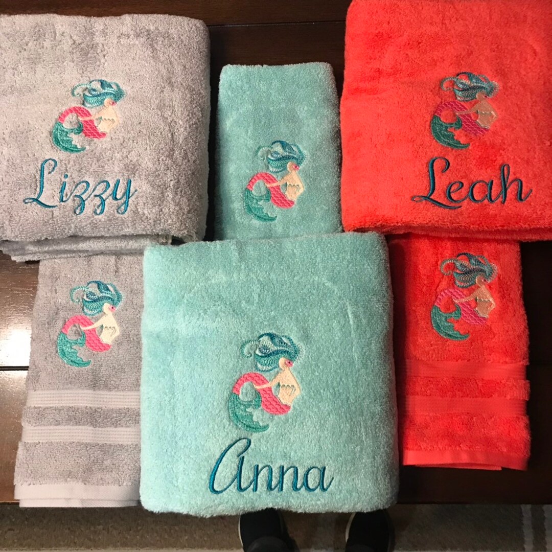 Personalized Mermaid Towel Set / Ocean Towel/ Sea Towel / Octopus Towel