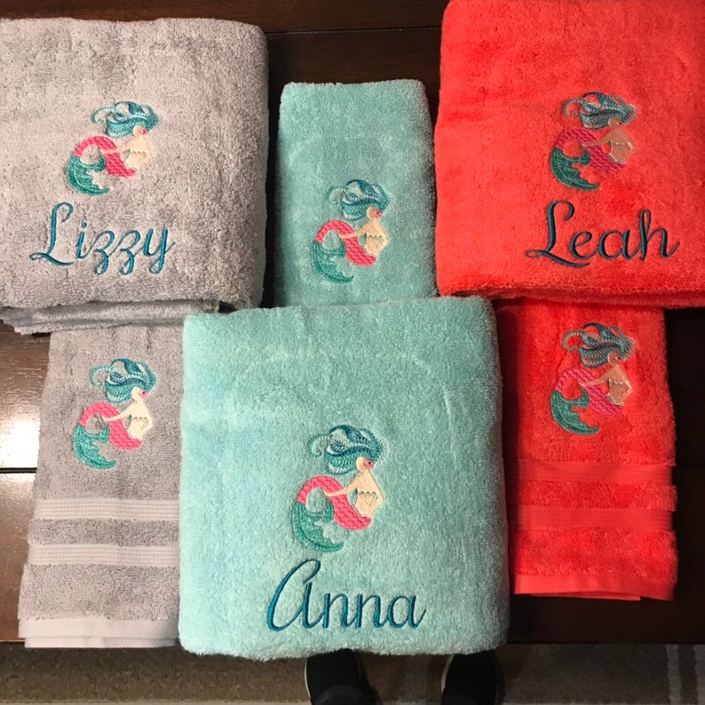 Personalized Mermaid Towel Set / Ocean Towel/ Sea Towel / Etsy