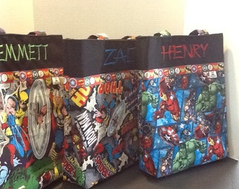 Personalized Avenger tote bag/diaper bag made with Hulk, Captain America, Thor, Ironman fabric