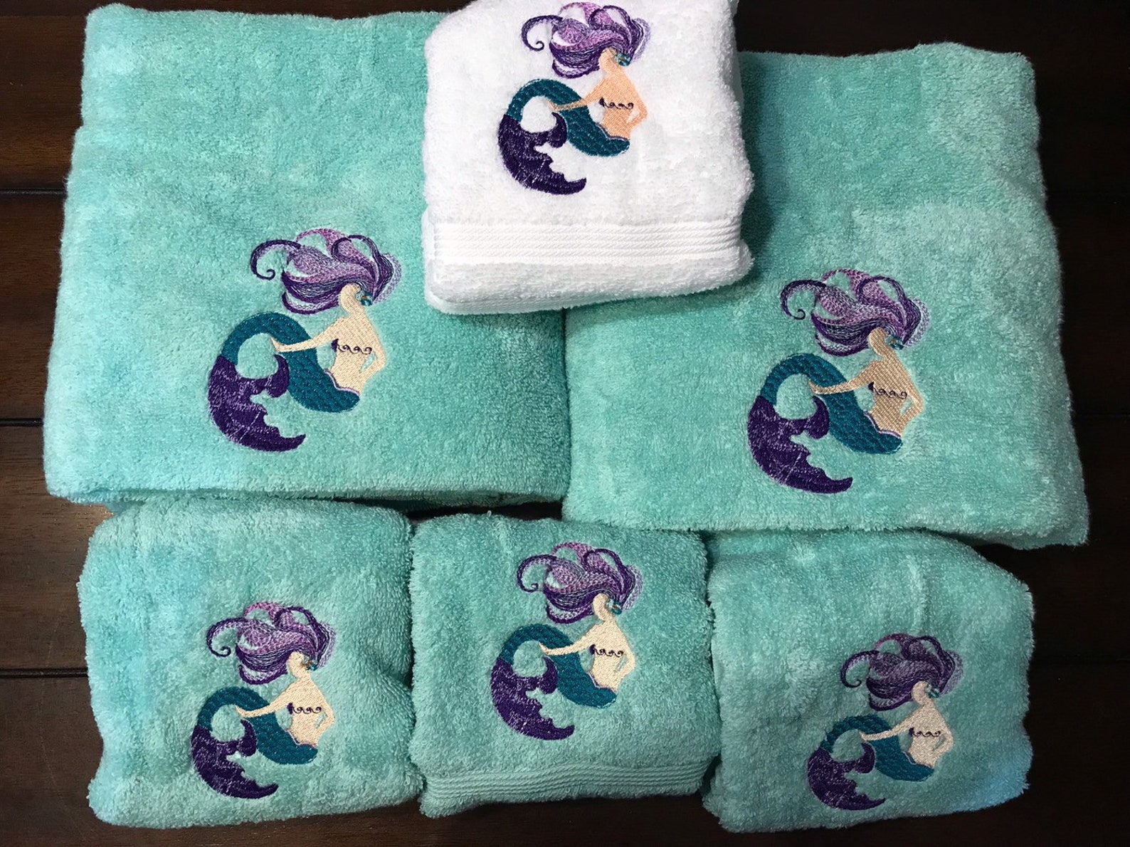 Personalized Mermaid Towel Set / Ocean Towel/ Sea Towel / Etsy
