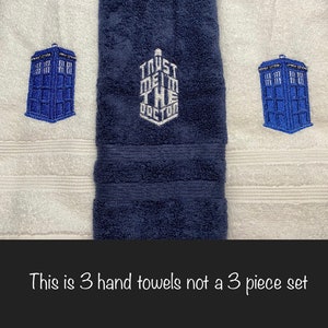 Personalized towel set with Doctor Who symbols/quotes/ personalized/ gift/ bridesmaid