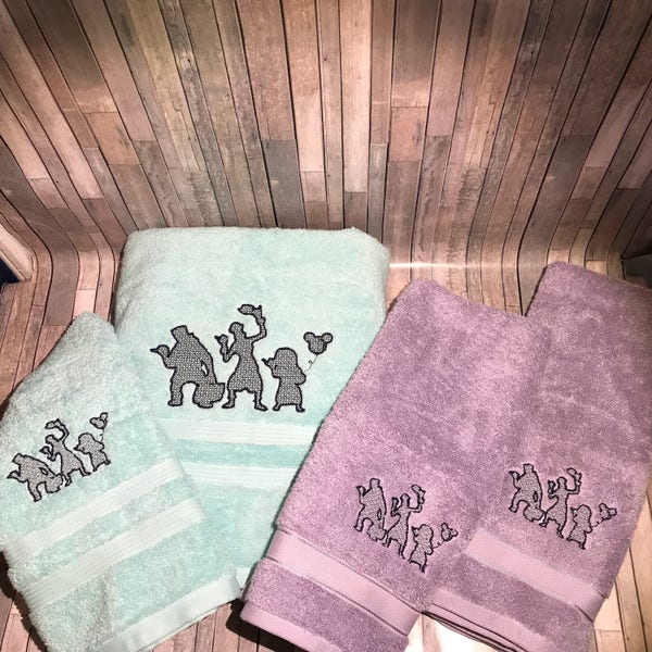 Personalized towels / 3 ghost towels/ haunted mansion/ hitchhiking ghosts/monogrammed towels /wedding gift/ bridesmaid gift/