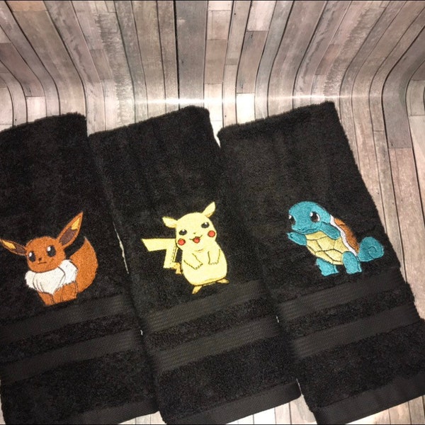 Personalized towels with Pokémon characters pikachu/ squirtle/ Eevee/ bulbasaur/ charmander/ charizard