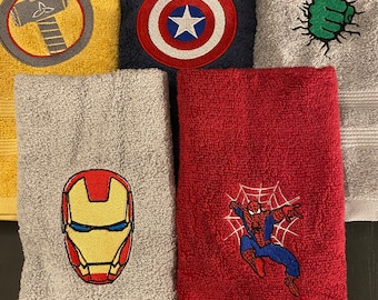 Personalized superhero towels set