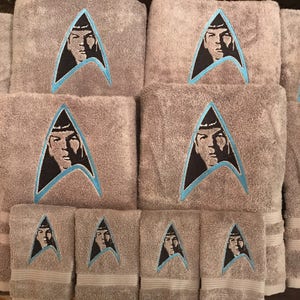 Personalized towel set with Star Trek/ Spock inspired symbols