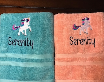 Unicorn towel ///personalized unicorn towel// birthday gift/Personalized towels / monogrammed towels /eaaster gift/ unicorn birthday